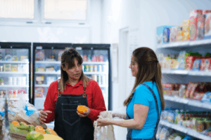 retail store with cashier avoiding mistakes